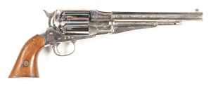 UBERTI NEW ARMY MODEL 1858 REVOLVER: 44 Cal; 6 shot non fluted cylinder; 203mm (8") octagonal barrel; g. bore; standard sights & fittings; retaining 99% chrome finish to all metal; g. stock with minor bruising; gwo & cond. #57581 Post '46 L/R