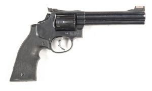 SMITH & WESSON K38 MASTERPIECE MOD 14-5 C/F REVOLVER: 38 special; 6 shot fluted cylinder; 153mm (6") barrel; g. bore; standard sights; S&W & 38 SPECIAL to the barrel; Trademark to lhs of frame; rhs has MADE IN USA & S&W address; sharp profiles & clear mar