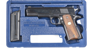 COLT SERVICE MODEL ACE R/F S/A PISTOL: 22LR; 10 shot mag; 127mm (5") barrel; exc bore; standard sights, COLTS SERVICE MODEL with ACE within a diamond, 22 LONG RIFLE & Colt Rampant Colt Trademark; Colt address to rhs of frame; retaining 98% original Factor