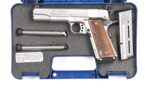 SMITH & WESSON MODEL SA1911 PRO SERIES C/F S/A PISTOL: 9MM; 10 shot mag; 127mm (5") barrel; exc bore; standard sights; S&W & Model marks to lhs of slide & S&W address to rhs of frame; sharp profiles, clear address & markings; retaining all original matt s