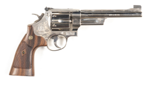 SMITH & WESSON MODEL 27-9 STAINLESS STEEL C/F REVOLVER: 357 Mag; 6 shot fluted cylinder with faint drag mark; 165mm (6½") barrel; exc bore; standard sights, Cal markings, S&W Trademark, MADE IN USA & address to rhs of frame; sharp profiles & clear marking