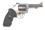 SMITH & WESSON MODEL 67 COMBAT MASTERPIECE, STAINLESS STEEL C/F REVOLVER: 38 S&W Special; 6 shot fluted cylinder; 102mm (4") barrel; vg bore; standard sights; S&W & Cal marking to barrel; Trademark to lhs of frame; rhs MADE IN USA & S&W address; sharp pro