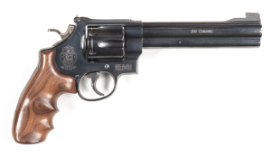 SMITH & WESSON MODEL 29-5 CLASSIC C/F REVOVLER: 44 Magnum; 6 shot fluted cylinder; 165mm (6½") barrel; exc bore; standard sights, S&W & Cal markings; S&W Trademark, MADE IN USA & address to rhs of frame; sharp profiles & clear markings; retaining 98% orig