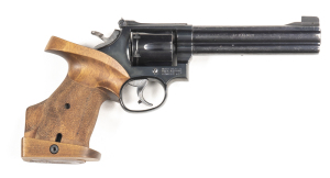 SMITH & WESSON MODEL 16 K-32 MASTERPIECE C/F REVOLVER: 32 Magnum; 6 shot fluted cylinder; 148mm (5 7/8") barrel; vg bore; standard sights; S&W & 32 MAGNUM CAL markings to barrel; S&W Trademark to lhs of frame, MADE IN USA & address to rhs; sharp profiles 