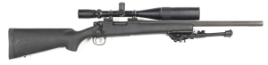 REMINGTON MODEL 700 POLICE B/A RIFLE: 308 Cal; 4 shot mag; 20" fluted barrel; fine bore; no standard sights but fitted with a Weaver Tactical 4.5 -14x44mm scope & bi-pod; rifle is new, unfired with a flat matt black finish to barrel, receiver, bolt & fitt