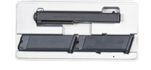 J.A. CIENER MODEL 17/22 22 CALIBRE CONVERSION: to suit Glock S/A pistol; 120mm barrel, 10 shot; unit is “as new” with a full black finish; comes with 2 magazines; in its original grey plastic shipping case. N/L