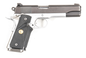 COLT MKIV/SERIES 70 GOVT MODEL 38 SUPER S/A PISTOL: 38 Super Cal; 10 shot mag; 127mm (5") barrel; vg bore; standard sights; slide marked COLTS MK IV SERIES 70 GOVERNMENT MODEL 38 SUPER AUTO CALIBER, Colt address to rhs of frame; vg profiles & clear slide 