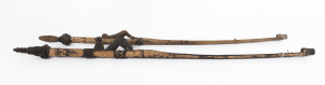 Two early spear throwers, carved wood, bamboo and natural fibre, Sepik River, Papua New Guinea, early to mid 20th century, ​the larger 105cm long
