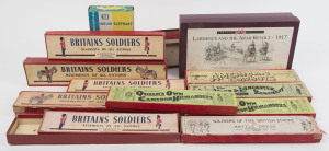 BRITAINS: original boxes for lead figures including 'Lawrence and the Arab Revolt', 'Queen's Own Cameron Highlanders', 'American Cowboys' plus various 'Regiments of all Nations', also several part boxes. (10 complete boxes, no contents!)