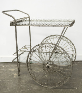 A vintage drinks trolley, 20th century, 80cm high, 76cm wide, 41cm deep