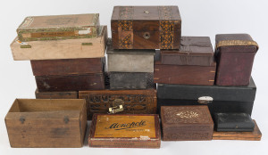 Eighteen assorted antique and vintage boxes and cases, 19th and 20th century, ​the largest 30cm wide