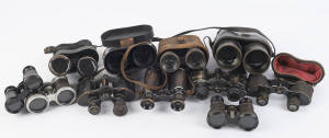 Eleven pairs of vintage and antique binoculars, 19th and 20th century