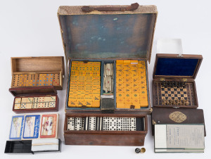 GAMES including Mah-Jong, cards and dominoes, 19th and 20th century. (9 items)