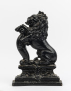 An antique "Rampant Lion" doorstop, painted cast iron, 19th century, ​stamped "FURPHY", 37cm high