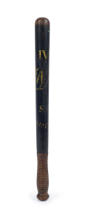 Queen Victoria hand-painted wood police truncheon with Royal cypher "IV. V.R. St Martins", circa 1880, 46.5 cm long,