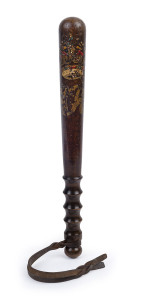 A Georgian VI stained hardwood police truncheon with transfer printed Royal cypher, early 20th century, 39cm long,