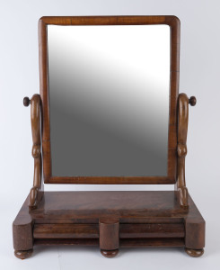 An antique English mahogany toilet mirror with two drawers, 19th century, ​65cm high, 56cm wide, 27cm deep