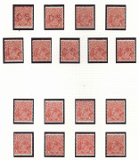 AUSTRALIA: KGV Heads - Small Multiple Watermark Perf 13&frac12; x 12&frac12;: Specialist 1&frac12;d Red collection, on annotated pages some showing lovely pen & ink 'magnified' illustrations of included varieties. Plenty of better mint items incl. perf 'OS' "Dry ink" block of - 2