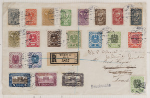 AUSTRIA: 1918-22 collection with 1918-19 Overprints to 10k mint incl. P.11½ 2k (3, one used) & 4k (2), 1919-20 Arms/Allegory with imperforate multiples used, mint 5h & 10h strips of 10 with plate dots, 5h, 15h & 30h imperforate sheets of 120 mint, 1919-20 Parliament P.11½ set mint, plus 7½k & 20k used, 1921 50k P.12½ sheet of 100 (no sheet margins), also Flood Relief overprints and Karnten (Carinthia) overprints including imperforate multiples, 1922 Symbols 1000k P.11½ mint