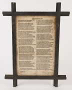 "Of the Blacke Knyght" 1546 English verse printed on both sides, framed & glazed, ​42 x 31cm overall - 2