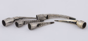 Five antique Chinese silver fingernail guards, Qing Dynasty, 19th century, the largest 8.5cm long, 38 grams total - 7