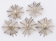 Set of 12 Chinese silver place name holders in the form of spiders in webs, early 20th century, 5.5cm high, 180 grams total - 2