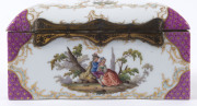 An antique German porcelain trinket box, 19th century, ​10cm high, 18.5cm wide, 12.5cm deep - 6