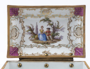 An antique German porcelain trinket box, 19th century, ​10cm high, 18.5cm wide, 12.5cm deep - 9