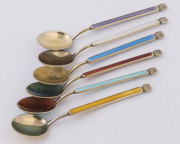 A set of six Danish silver and enamel teaspoons in original box, by A. Michelsen, circa 1940s - 4