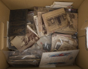 Consignment remainder in carton including postcards, some in albums, old photos, incl. an album of WW2-era military snaps on Labuan, old documents, etc. Untidy and very mixed condition. (qty). - 2