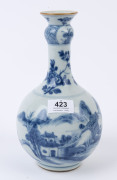 A Chinese blue and white porcelain transitional period bottle vase, Qing Dynasty, 18th century, ​24cm high - 4