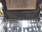 WANG YOUTANG (active 1890-1907), Chinese porcelain table screen in carved wooden stand. The panel decorated with mountain landscape and poem with artist square cartouche in iron red, late Qing Dynasty, 78cm high, 51cm wide, 24cm deep. Note: Illustrated i - 10