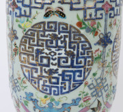 A large and impressive Chinese Canton porcelain vase decorated with butterflies, birds, bats, kui dragon panels and the eight treasures, on celadon ground, Qing Dynasty circa 1870, A/F, ​62.5cm high - 12