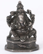 Three assorted Chinese bronze seals, Qing Dynasty; together with a silver Ganesh seal and a silver elephant statue, (5 items), the largest 6cm long - 5