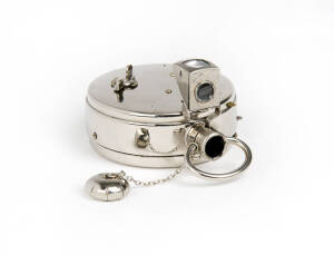 EXPO: Watch Camera, c1905, complete in original box of issue. With triangle finder, film cartridge, lens cap and chain.