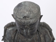 A Tibetan bronze seated Amitayus statue on a double lotus base, holding a cup in his left hand and a lotus in his right, Kangxi period, Qing Dynasty, early 18th century, six character Tang style mark to back, ​38cm high - 6