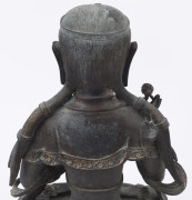 A Tibetan bronze seated Amitayus statue on a double lotus base, holding a cup in his left hand and a lotus in his right, Kangxi period, Qing Dynasty, early 18th century, six character Tang style mark to back, ​38cm high - 7