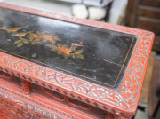 An antique Japanese red lacquered cabinet, profusely decorated on all sides. 18th century. 117cm high, 82cm wide, 34cm wide. PROVENANCE: Purchased from Spink & Son Ltd. London in 1927 for £200. formerly part of the Anderson Collection, England. - 4