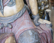 GUANYIN antique Chinese statue seated on a tree stump, carved wood with polychrome finish and insert glass eyes, Ming Dynasty, Wan-Li period 16/17th century, ​121cm high. PROVENANCE: The Judith Heaven an the late Barrie Heaven collection, South Australia. - 6