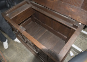 An English blanket box, interior fitted with original candle box, carved oak, circa 1760, 79cm high, 115cm wide, 58cm deep - 2