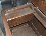 An English blanket box, interior fitted with original candle box, carved oak, circa 1760, 79cm high, 115cm wide, 58cm deep - 3