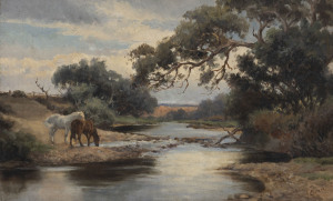 CARA, (Australian school), On the Werribee River, (titled verso), oil on canvas, circa 1900, signed "Cara" lower right, 36 x 56cm. Another inscription verso reads "Chassie Cole (Cara) £5/5/-"