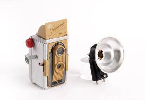 HERBERT GEORGE Co. (U.S.A.): Imperial Reflex, mid-1950's plastic 6x6cm TLR for 620 film; in original box with flash unit & guarantee. [NB: Became notorious as the exact model used by Lee Harvey Oswald, whose personal example was tendered as evidence to th