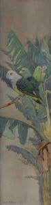 JAMES ALEXANDER CRISP (1879 - 1962) Madagaskar Love Birds - A Study in Green, watercolour, signed and dated 1913 lower left,