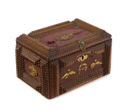 Tramp art jewellery box, Australian cedar and velvet with gilt metal mounts, circa 1890 - 2