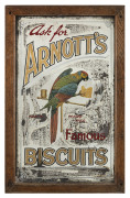 ARNOTT'S FAMOUS BISCUITS advertising mirror by H. Rousel, circa 1920s, in original frame, 56 x 35.5cm overall