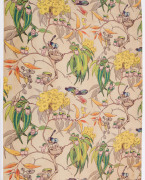 MAY GIBBS "Gumnut babies" curtain, circa 1920s, screenprinted on cotton, with original brass hanging rings, - 3