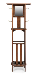 A Tasmanian oak hallstand of unusual proportions in the Arts & Crafts style, 165cm high, 58cm wide, 27cm deep