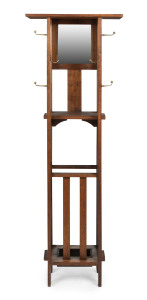 A Tasmanian oak hallstand of unusual proportions in the Arts & Crafts style, ​165cm high, 58cm wide, 27cm deep