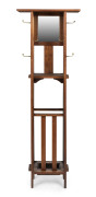 A Tasmanian oak hallstand of unusual proportions in the Arts & Crafts style, ​165cm high, 58cm wide, 27cm deep
